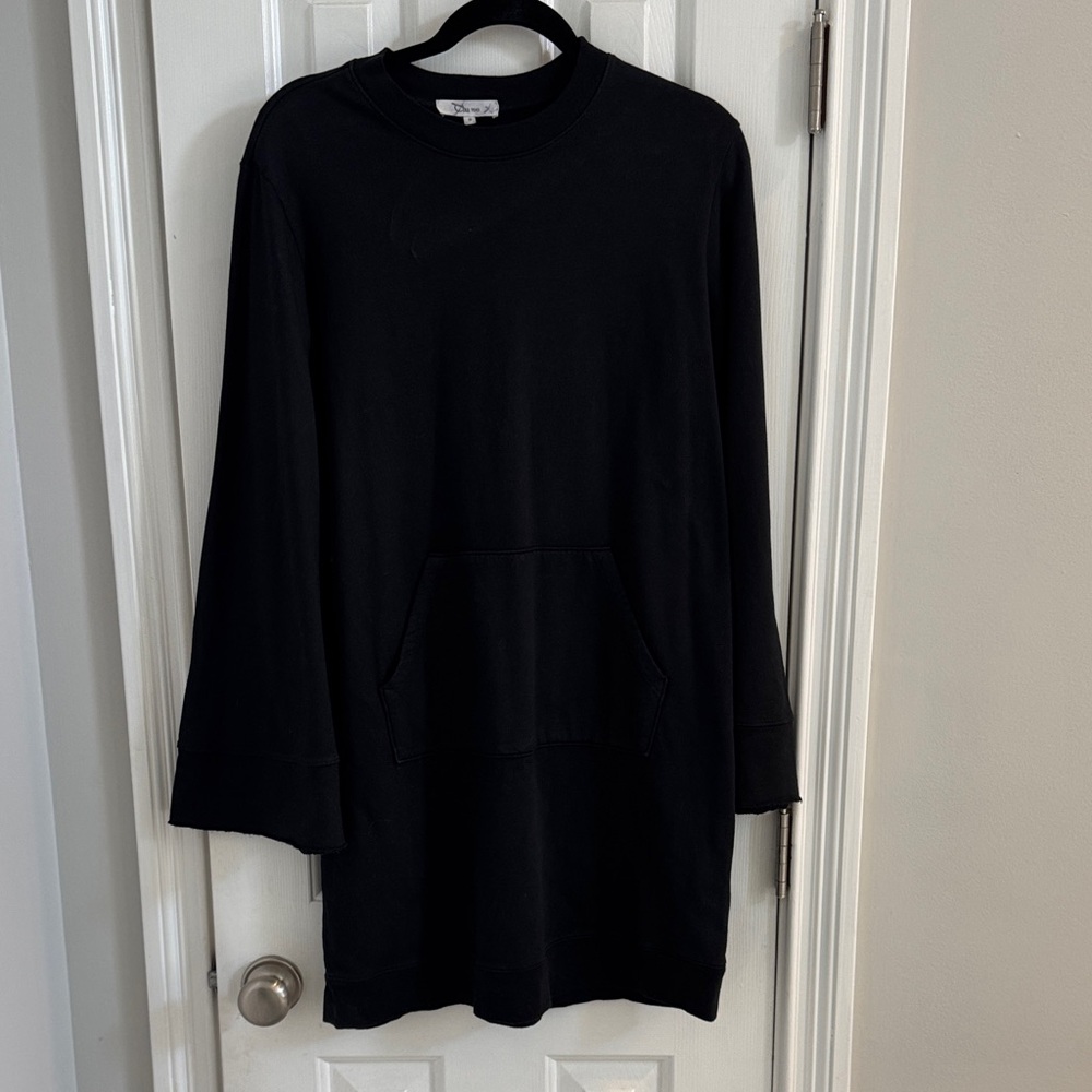 Clu Too Black Sweatshirt Dress with Bell Sleeves
